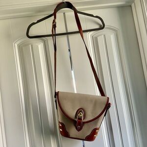 Elegant Cream and Brown Crossbody Bag